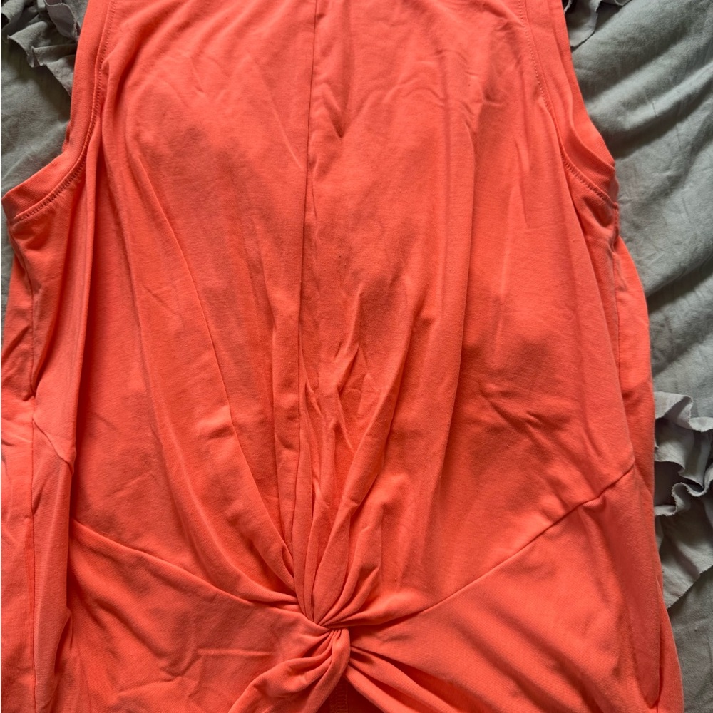 Athleta Orange Pink Sleeveless Tie Front Tank Top